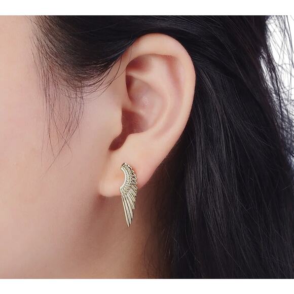 Angel Wings Earrings Gold Hoop Earrings NWT - Picture 2 of 4